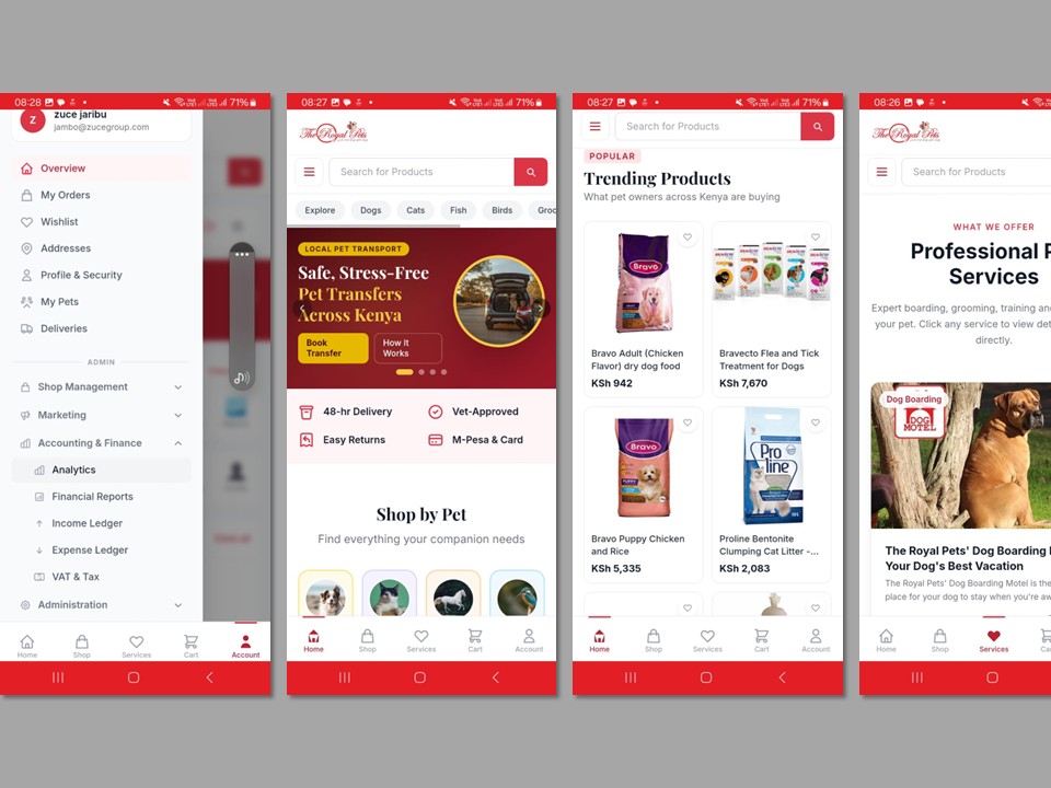 The Royal Pets Web App Design